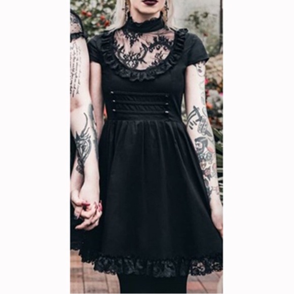 Killstar Death March Dress Black Lace NWOT - Picture 3 of 14